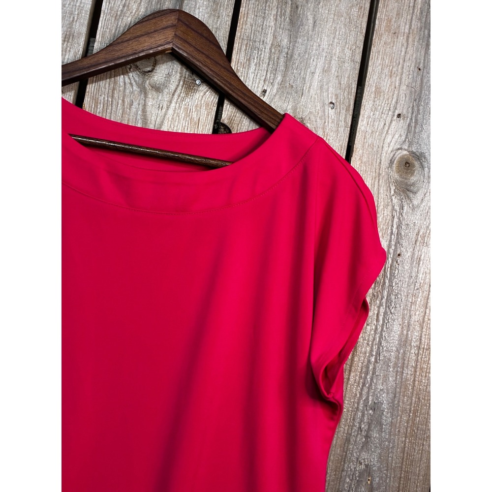 Susan Graver Premier Magenta Pink Boat Neck Cap Sleeve Knit Top Small